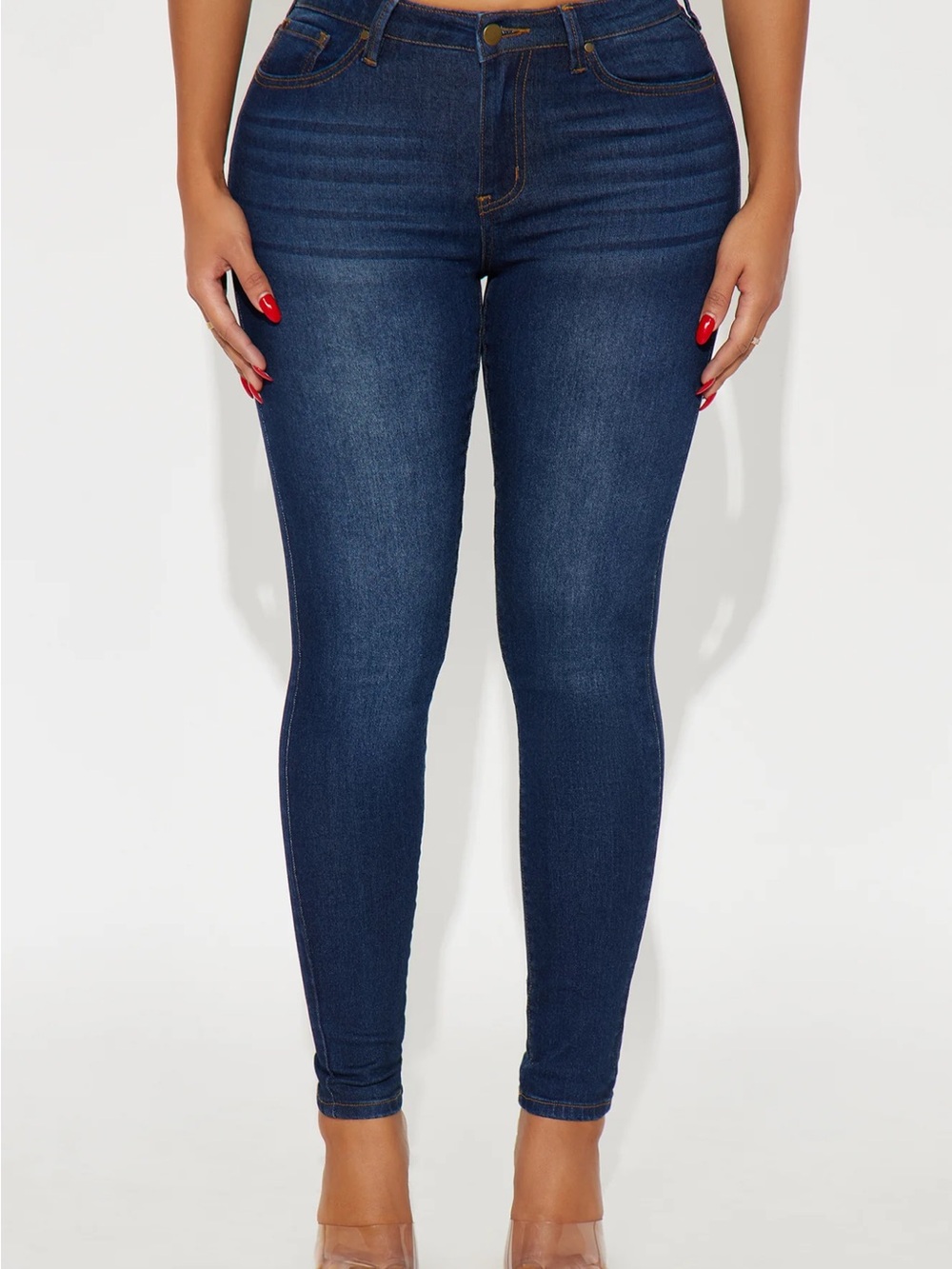 3/9$ ✨Fashion Nova Dark Wash Skinny Jeans Size 5 | Low-Mid Rise Stretch Denim - Picture 8 of 8